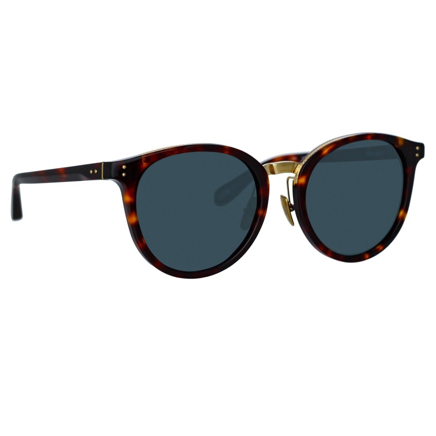 Sunglasses Linda Farrow | Morgan Oval Sunglasses In Tortoiseshell