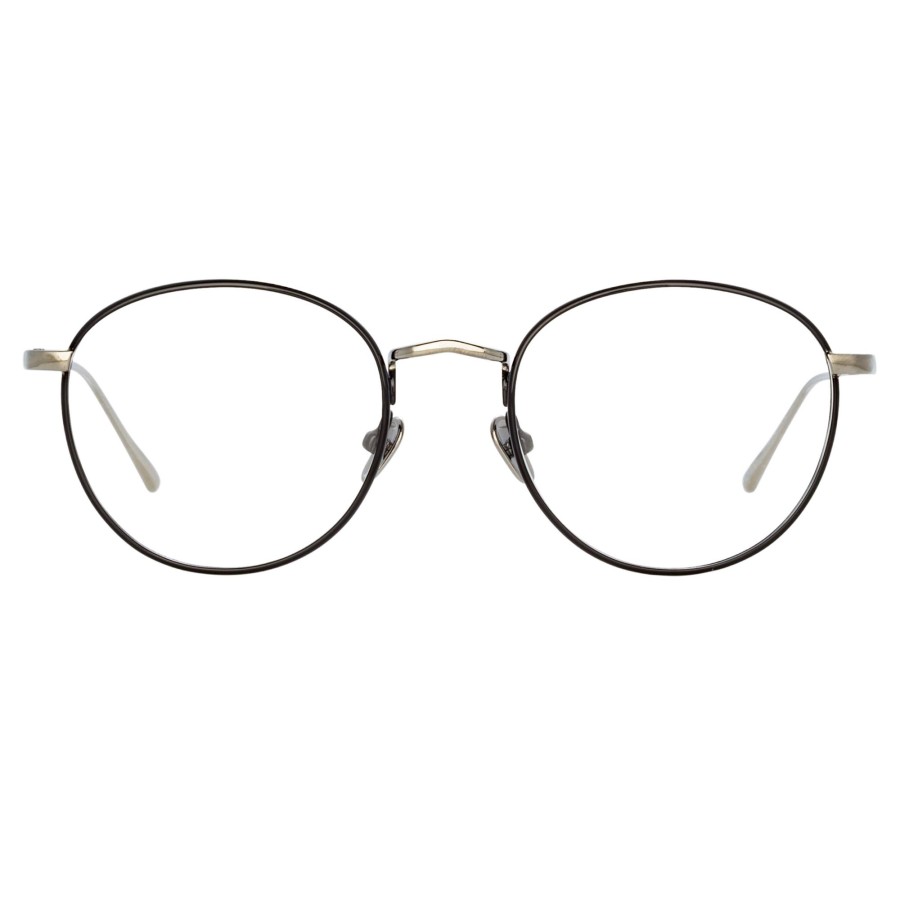 Opticals Linda Farrow | The Harrison | Men'S Oval Optical Frame In Black And White Gold (C4)