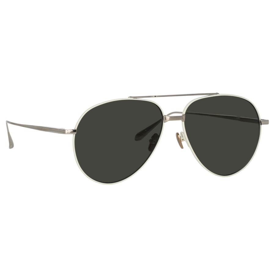 Sunglasses Linda Farrow | Men'S Marcelo Aviator Sunglasses In White