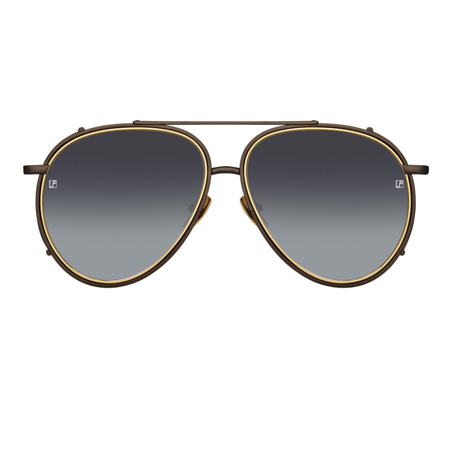 Sunglasses Linda Farrow | Torino Aviator Sunglasses In Nickel