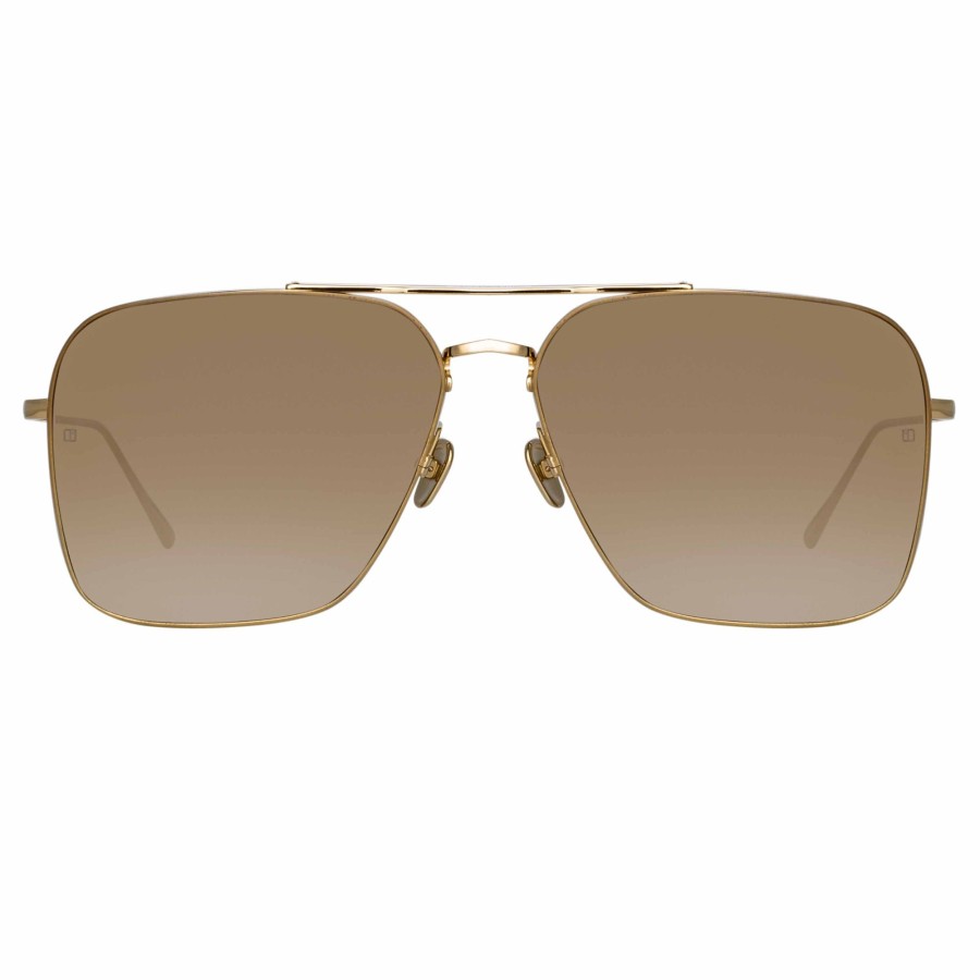 Sunglasses Linda Farrow | The Asher | Aviator Sunglasses In Light Gold Frame (C4)