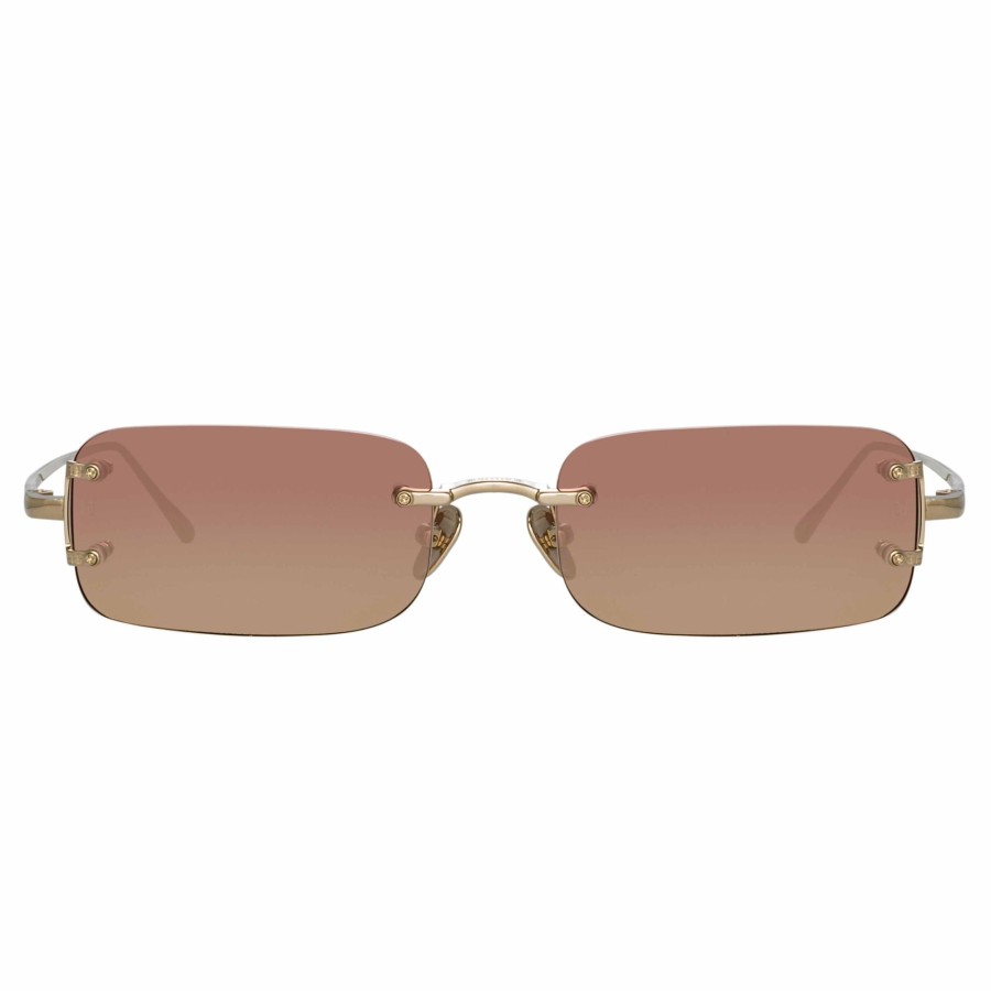 Sunglasses Linda Farrow | Taylor Rectangular Sunglasses In Light Gold