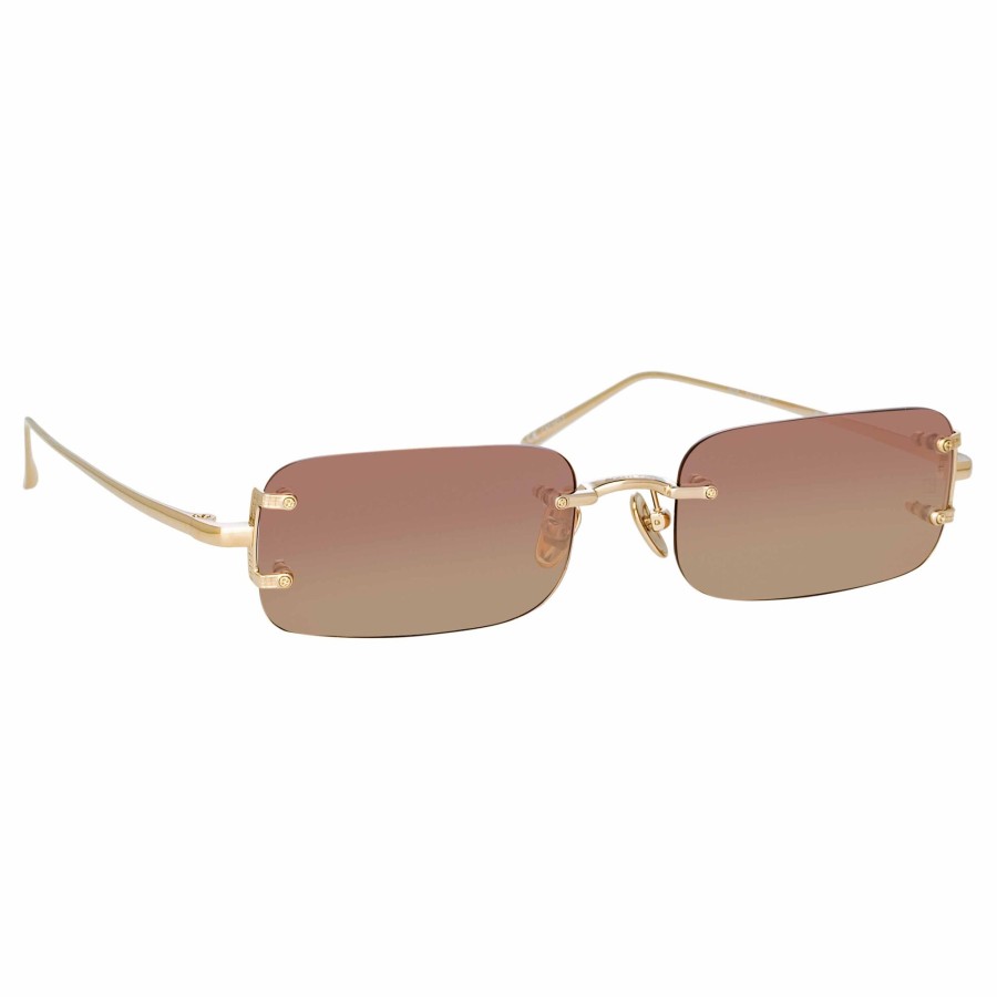 Sunglasses Linda Farrow | Taylor Rectangular Sunglasses In Light Gold