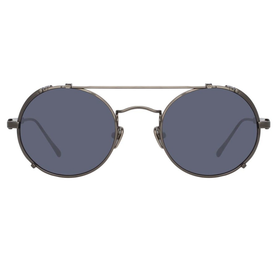 Sunglasses Linda Farrow | Jimi Oval Sunglasses In Nickel