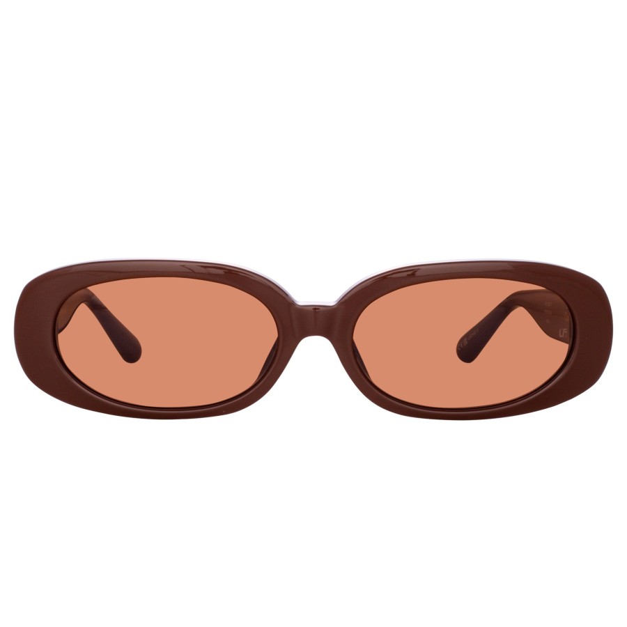 Sunglasses Linda Farrow | Cara Oval Sunglasses In Brown