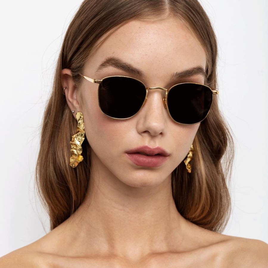 Sunglasses Linda Farrow | The Simon | Square Sunglasses In Yellow Gold