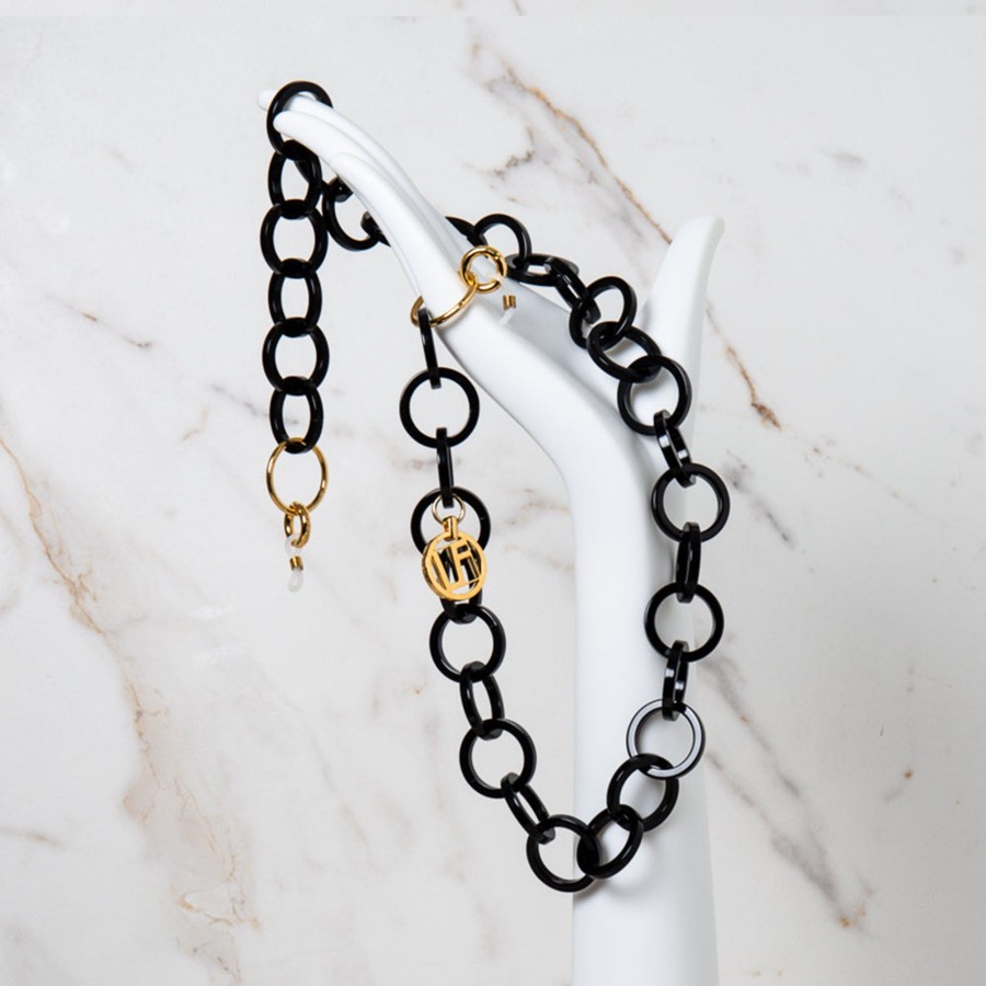 Accessories Linda Farrow | Black Round Link Acetate Chain