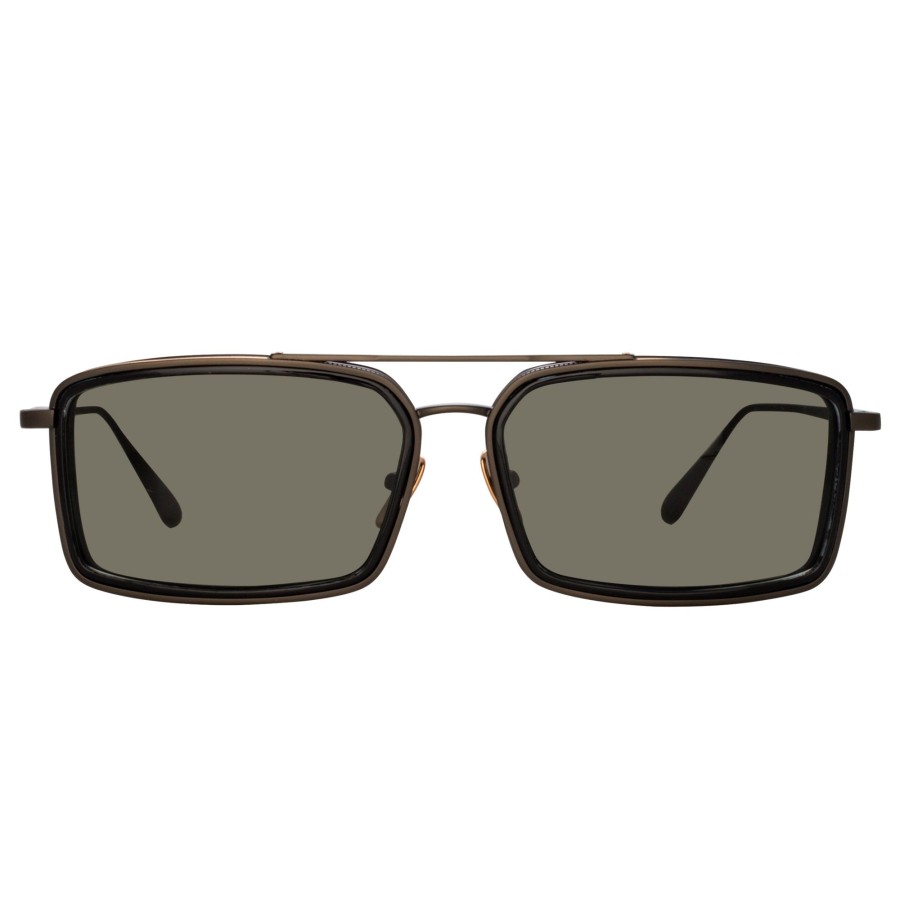 Sunglasses Linda Farrow | Cassia Rectangular Sunglasses In Nickel