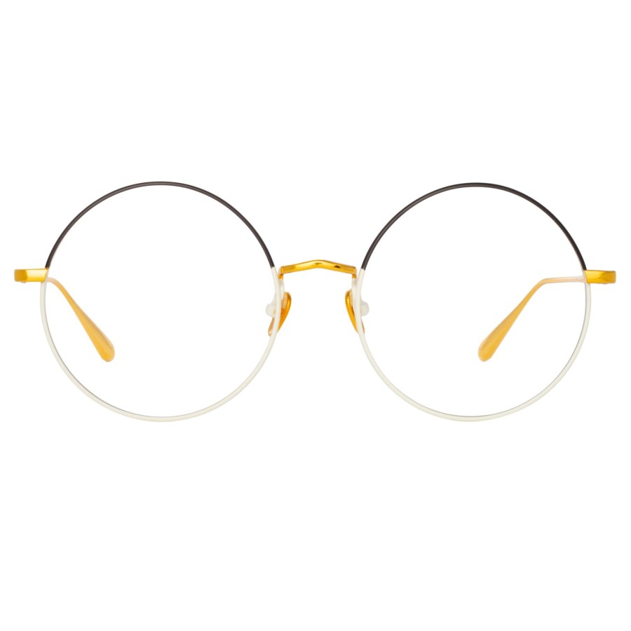 Opticals Linda Farrow | Bea Round Optical Frame In Black And Yellow Gold