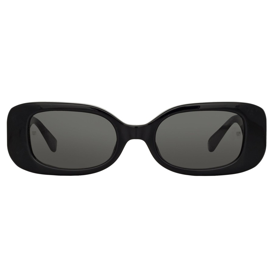 Sunglasses Linda Farrow | The Lola | Rectangular Sunglasses In Black (C1)