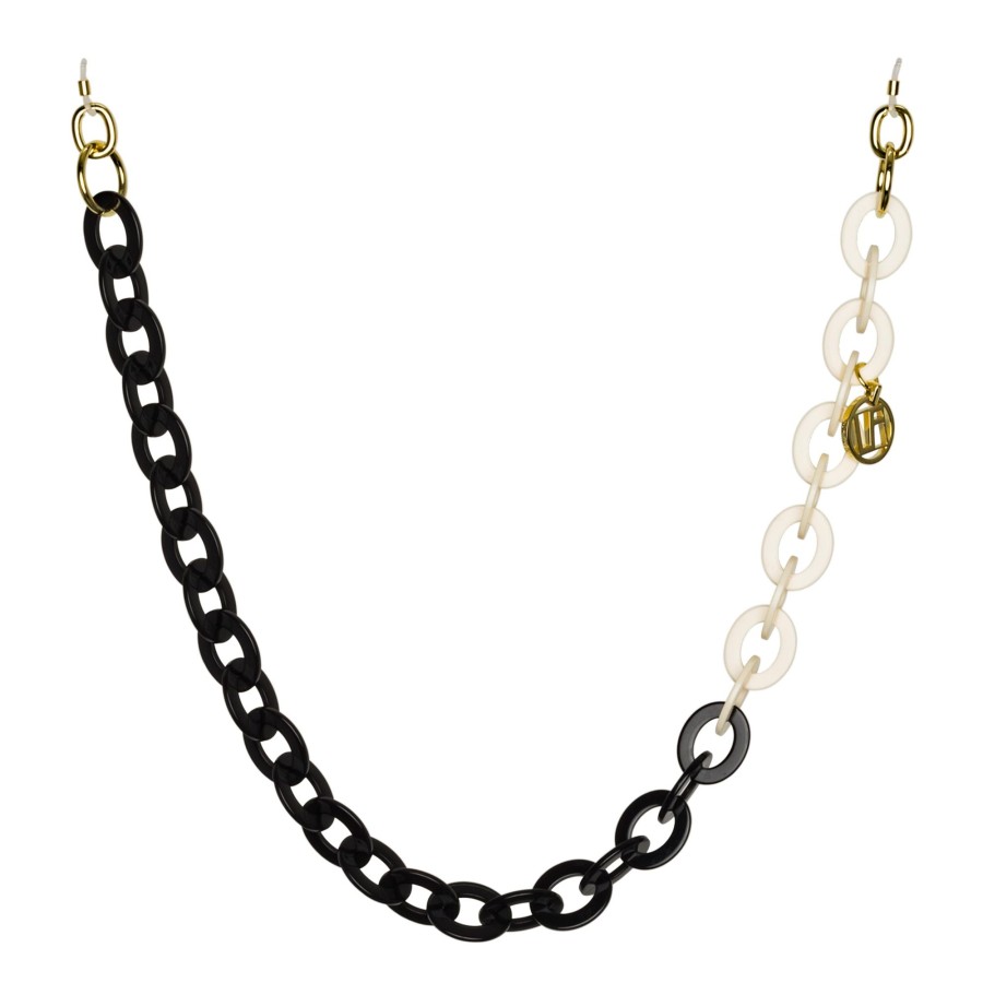 Accessories Linda Farrow | Black And Cream Oval Link Acetate Chain