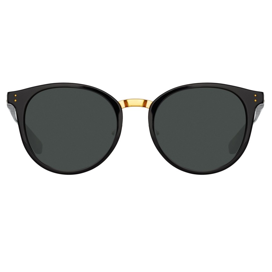 Sunglasses Linda Farrow | Morgan Oval Sunglasses In Black