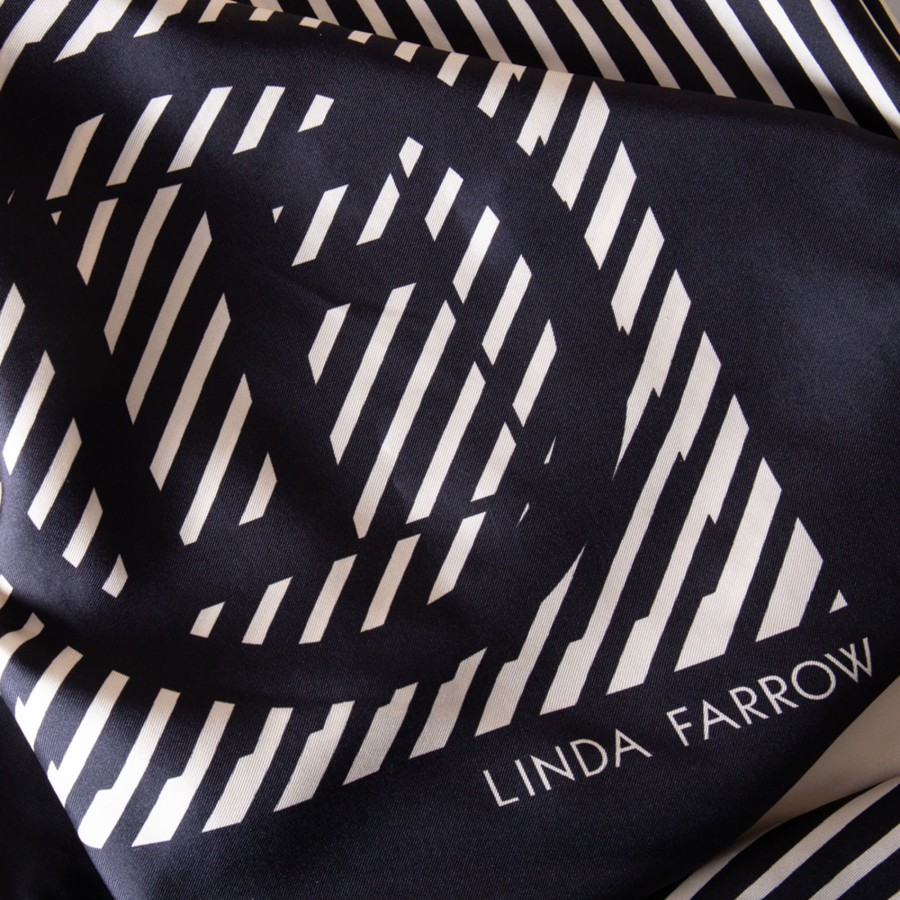 Accessories Linda Farrow | Black And White Logo Check Scarf 135Cm