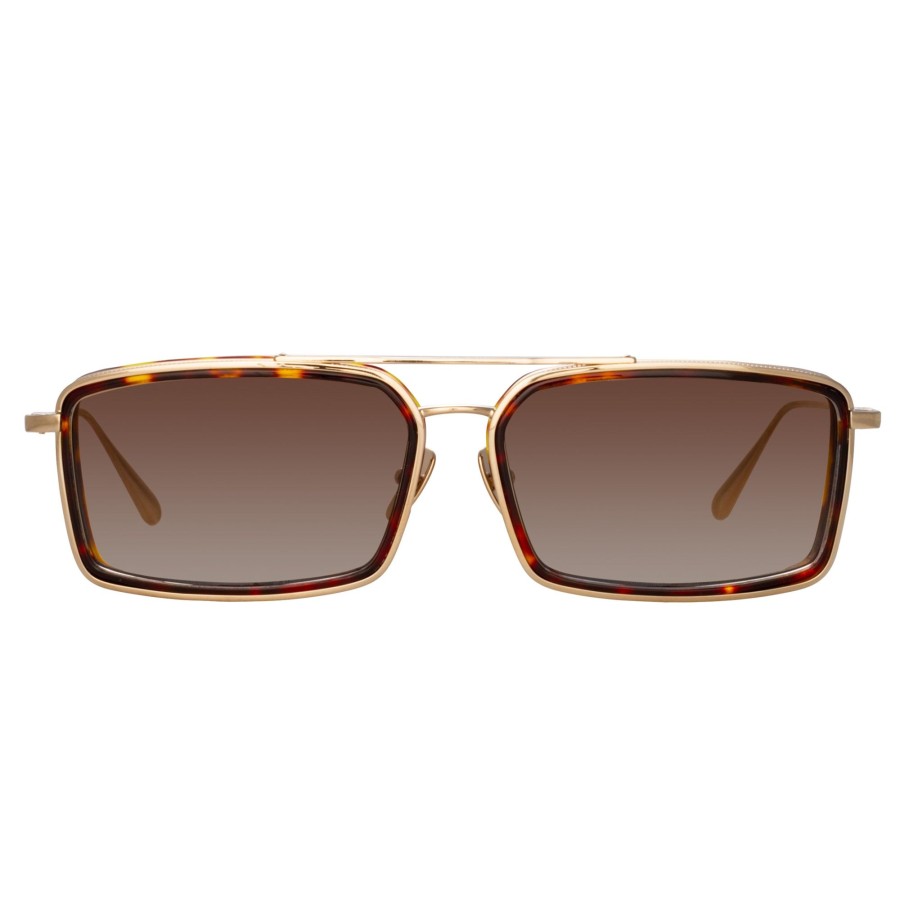 Sunglasses Linda Farrow | Cassia Rectangular Sunglasses In Light Gold