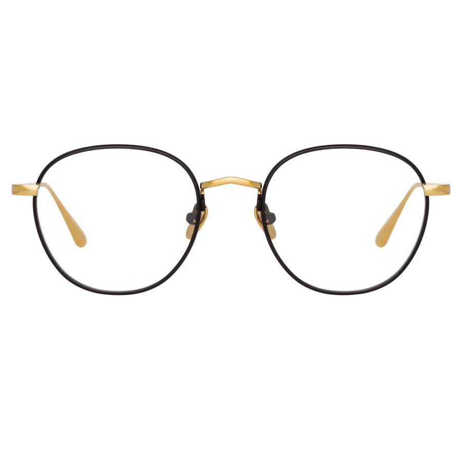 Opticals Linda Farrow | Jules Oval Optical Frame In Yellow Gold And Black