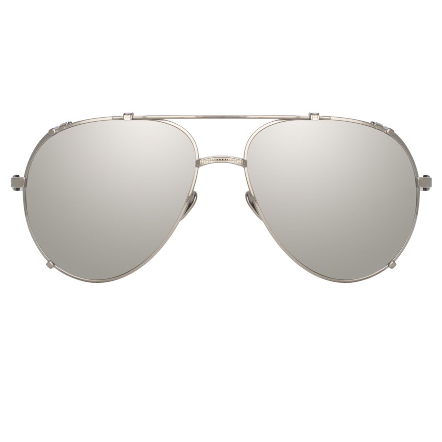 Sunglasses Linda Farrow | Newman Aviator Sunglasses In White Gold