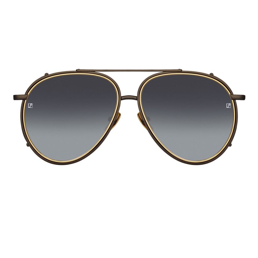 Sunglasses Linda Farrow | Torino Aviator Sunglasses In Nickel (Men'S)