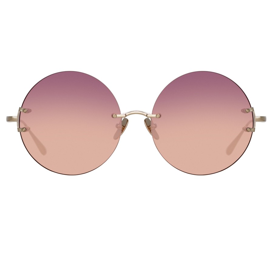 Sunglasses Linda Farrow | Lotus Round Sunglasses In Light Gold