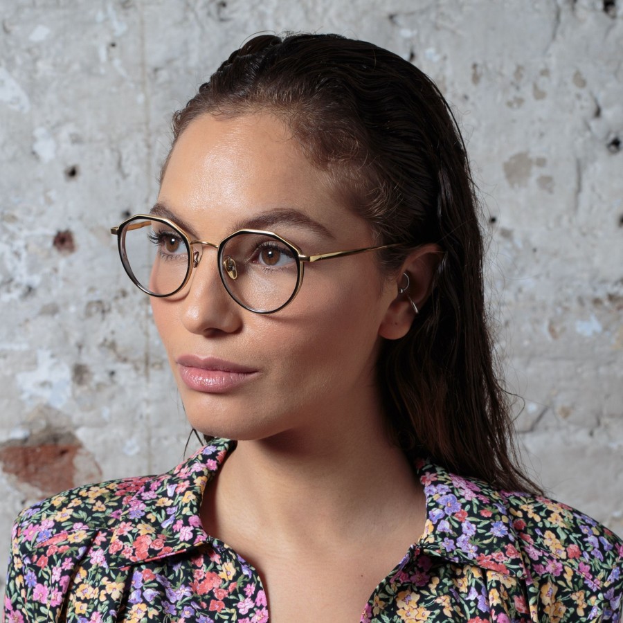 Opticals Linda Farrow | Cesar Angular Optical Frame In Yellow Gold And Black