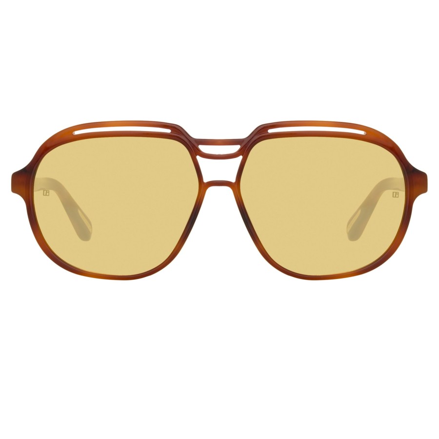 Sunglasses Linda Farrow | Men'S Raphael Aviator Sunglasses In Horn