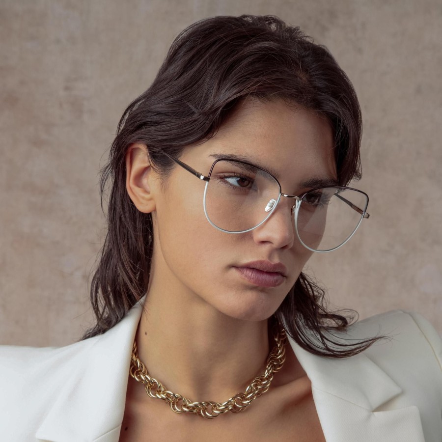 Opticals Linda Farrow | Eloise Cat Eye Optical Frame In Mocha And Light Gold