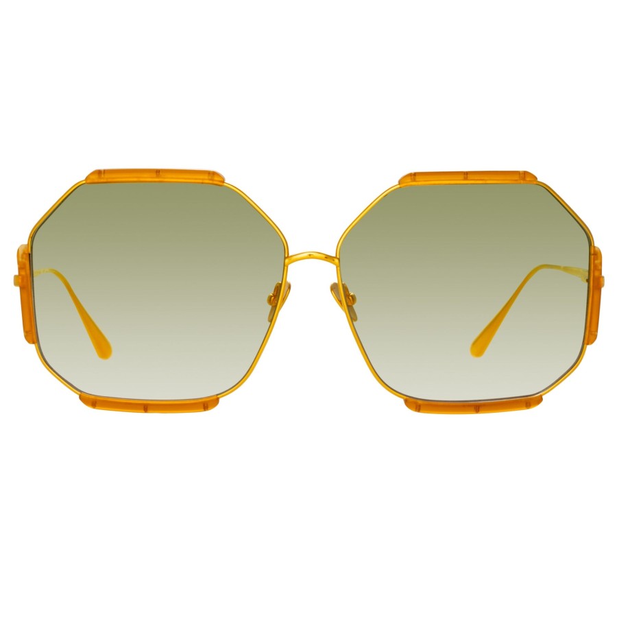 Sunglasses Linda Farrow | Margot Hexagon Sunglasses In Honey