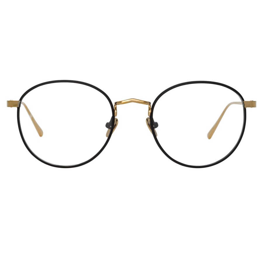 Opticals Linda Farrow | The Harrison | Oval Optical Frame In Black And Light Gold (C3)