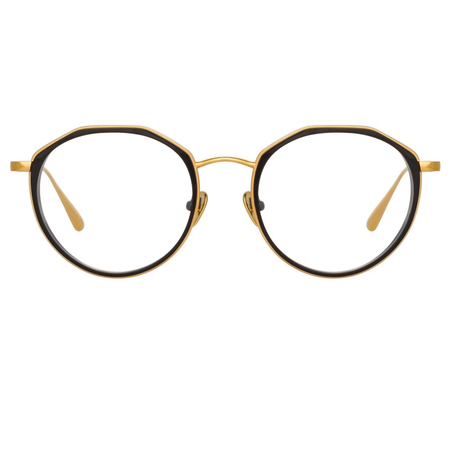 Opticals Linda Farrow | Cesar Angular Optical Frame In Yellow Gold And Black (Men'S)