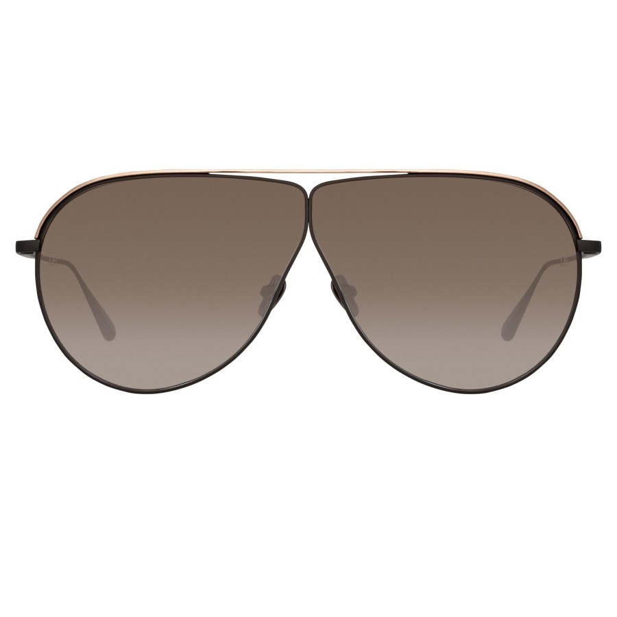 Sunglasses Linda Farrow | Men'S Hura Aviator Sunglasses In Black