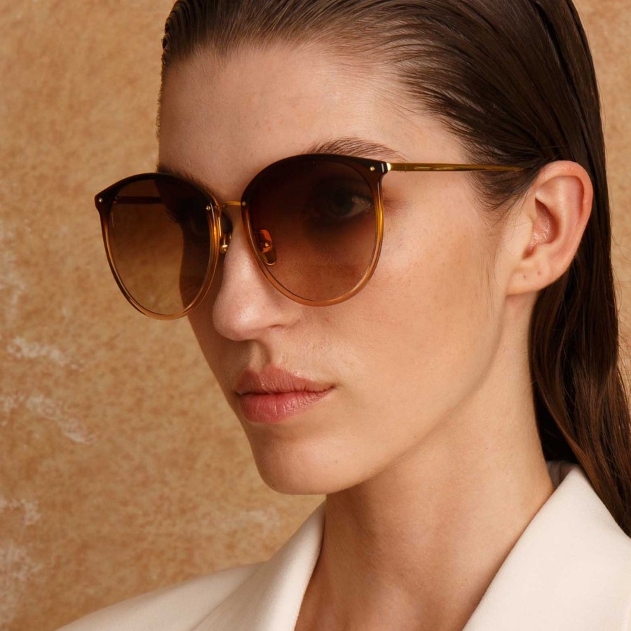 Sunglasses Linda Farrow | Calthorpe Oval Sunglasses In Brown Gradient