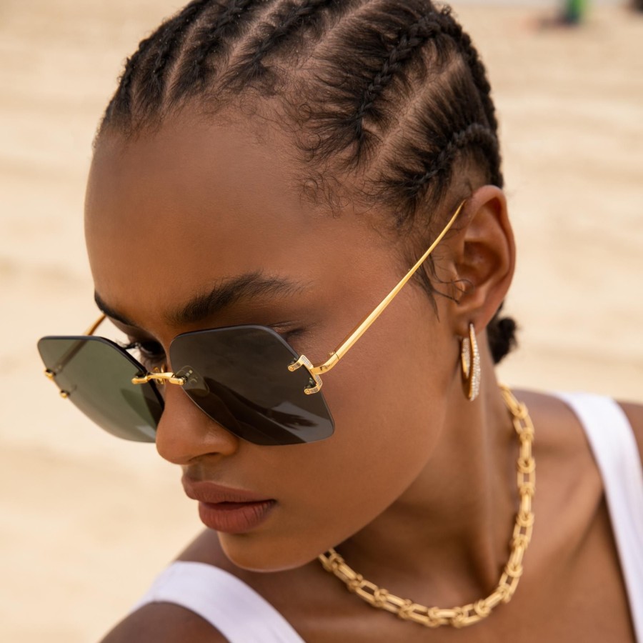 Sunglasses Linda Farrow | Carina Oversized Sunglasses In Yellow Gold