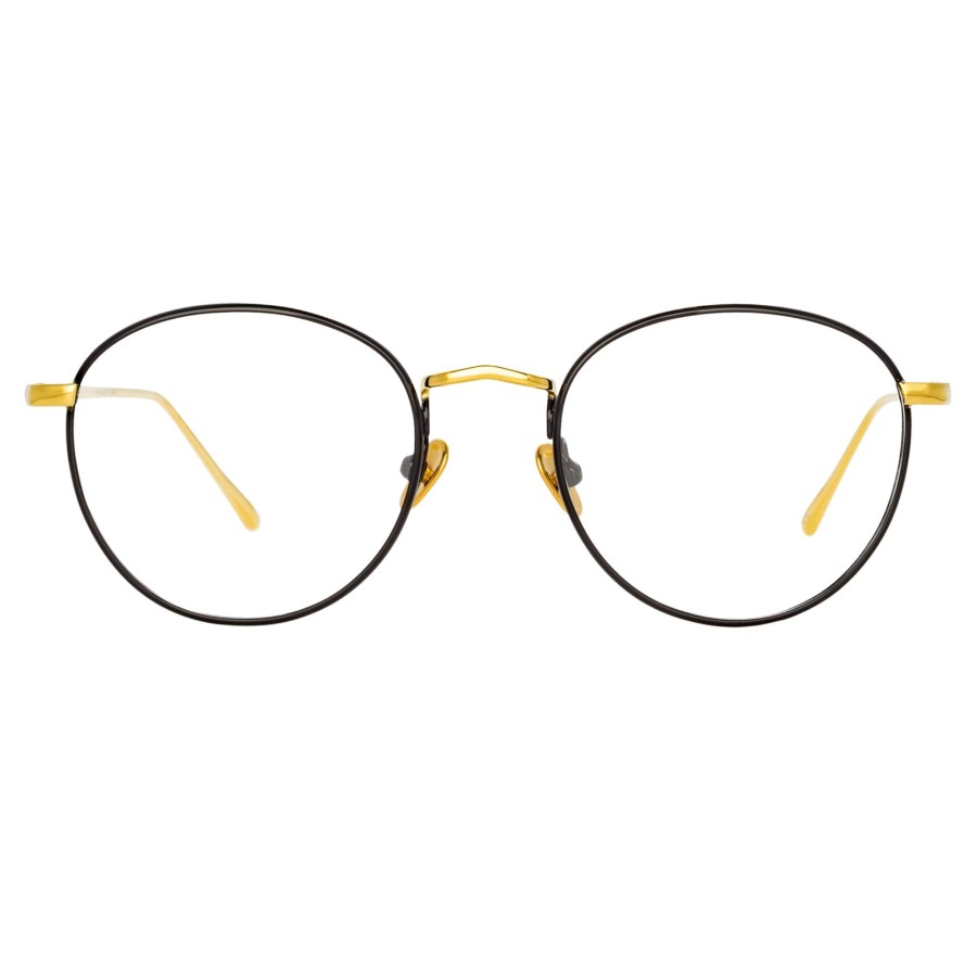 Opticals Linda Farrow | The Harrison | Oval Optical Frame In Black And Yellow Gold