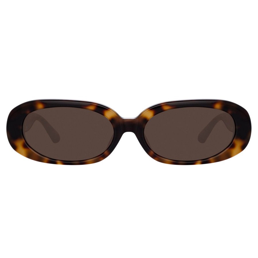 Sunglasses Linda Farrow | Cara Oval Sunglasses In Tortoiseshell