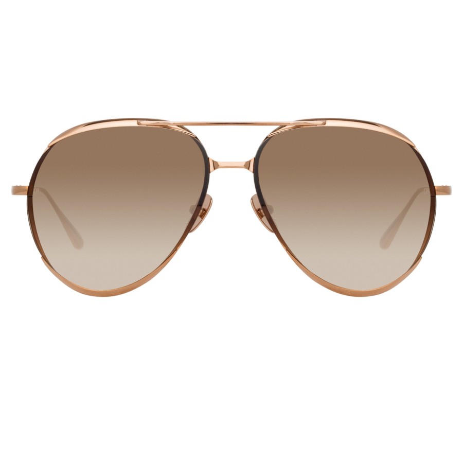 Sunglasses Linda Farrow | Matisse Aviator Sunglasses In Rose Gold