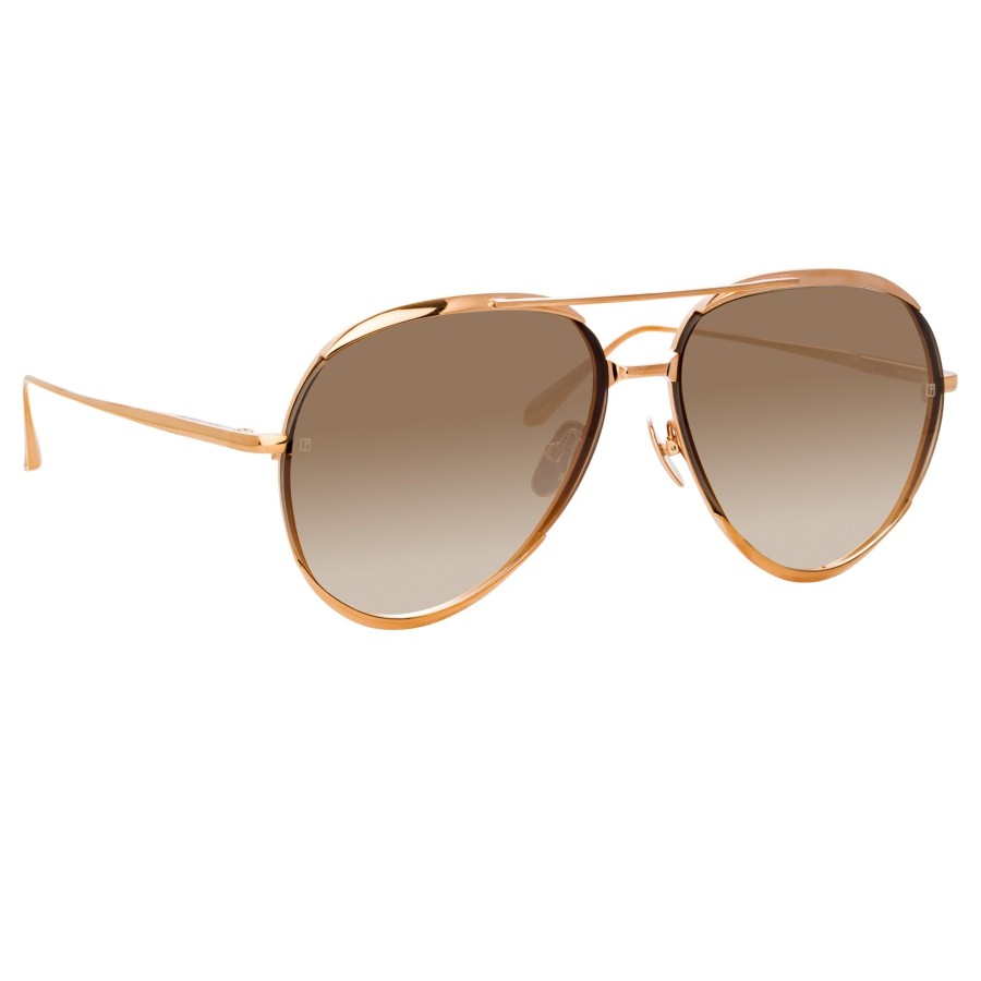 Sunglasses Linda Farrow | Matisse Aviator Sunglasses In Rose Gold