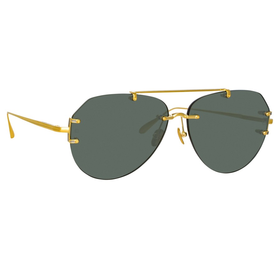 Sunglasses Linda Farrow | Duit Aviator Sunglasses In Yellow Gold