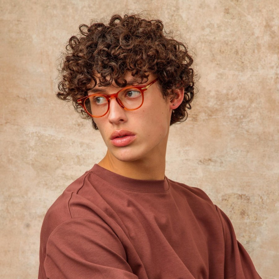 Opticals Linda Farrow | Men'S Gray Oval Optical Frame In Amber