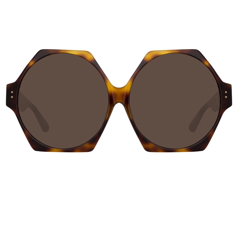 Sunglasses Linda Farrow | Bora Hexagon Sunglasses In Tortoiseshell