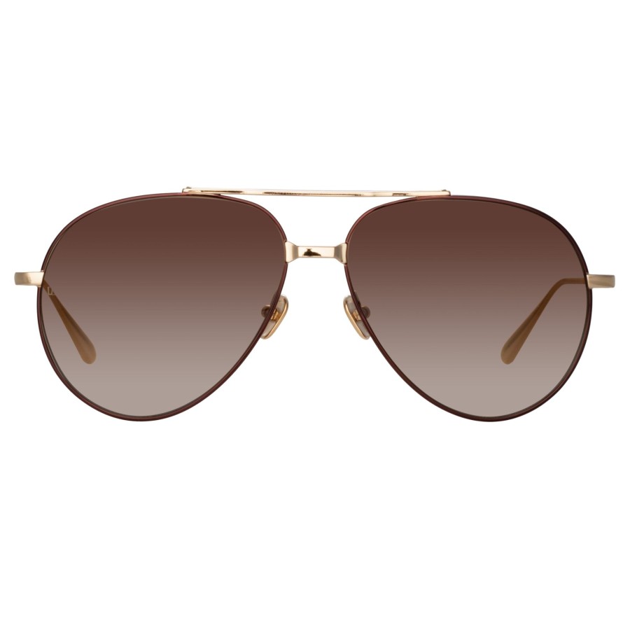 Sunglasses Linda Farrow | Marcelo Aviator Sunglasses In Brown