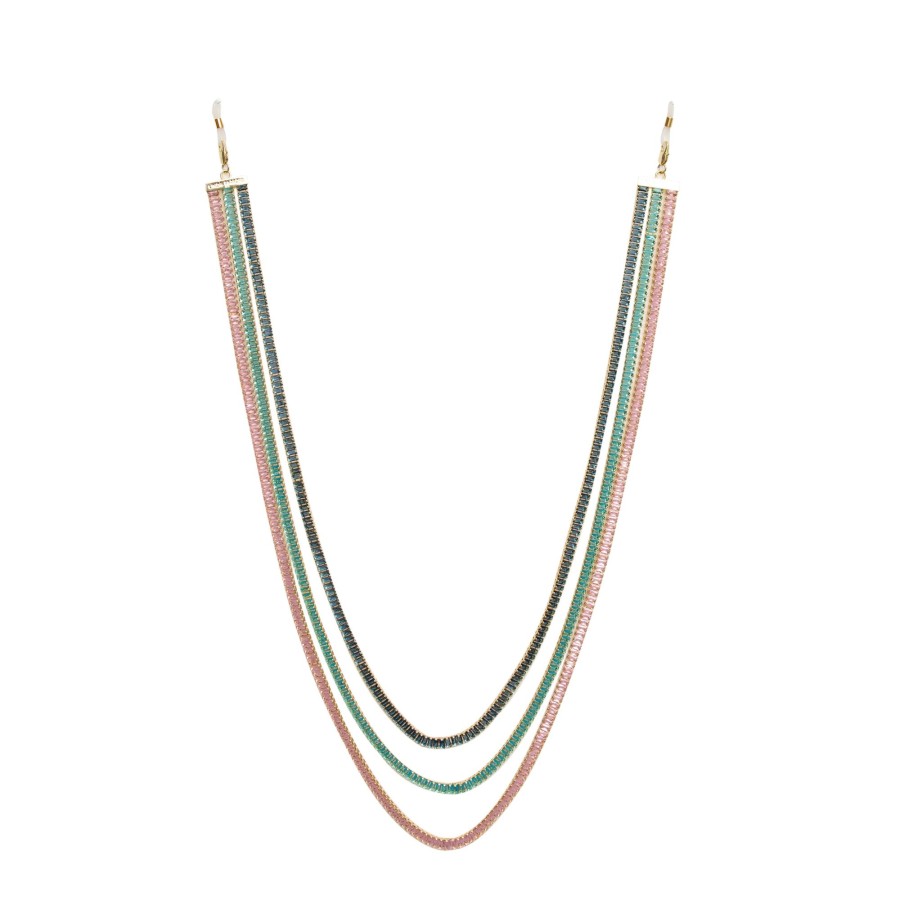 Accessories Linda Farrow | Linda Farrow Crystal Chain In Pink Green And Blue