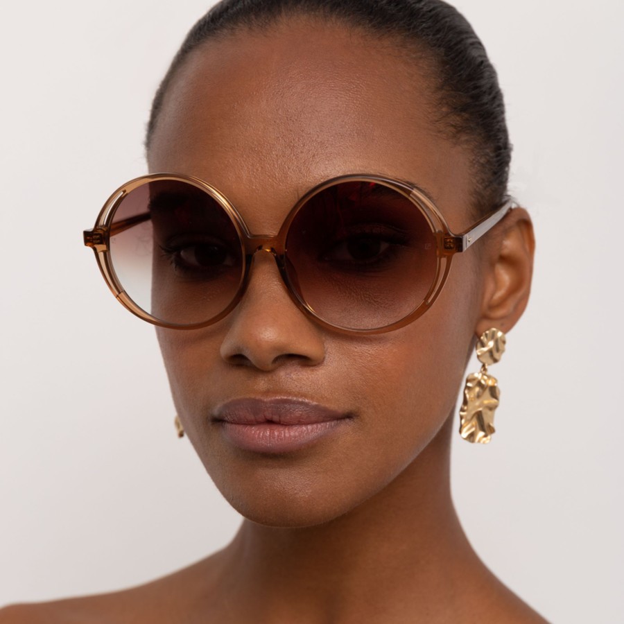 Sunglasses Linda Farrow | Bianca Round Sunglasses In Brown