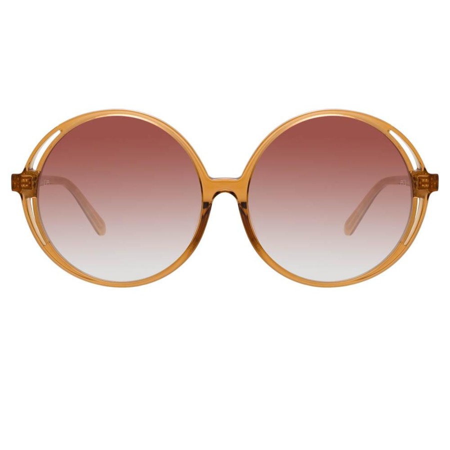 Sunglasses Linda Farrow | Bianca Round Sunglasses In Brown