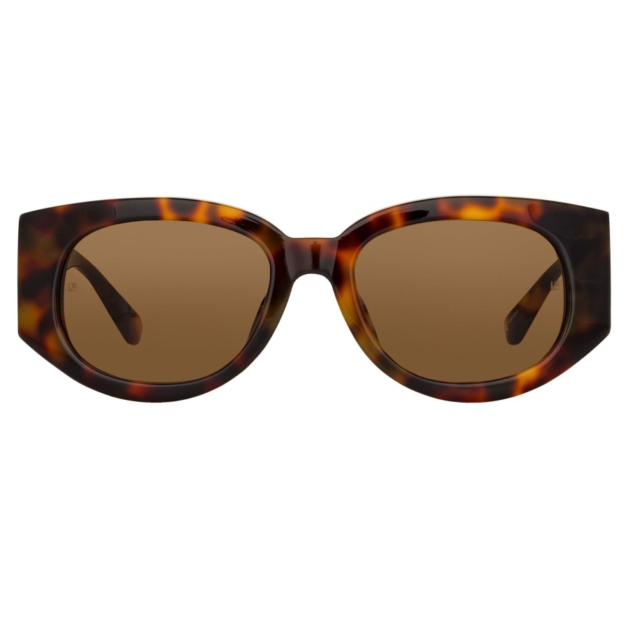 Sunglasses Linda Farrow | The Debbie | D-Frame Sunglasses In Tortoiseshell (C2)