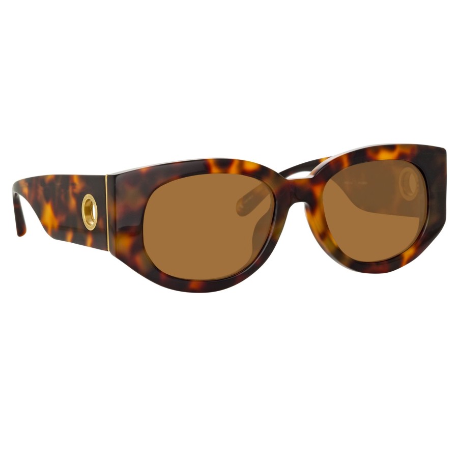 Sunglasses Linda Farrow | The Debbie | D-Frame Sunglasses In Tortoiseshell (C2)