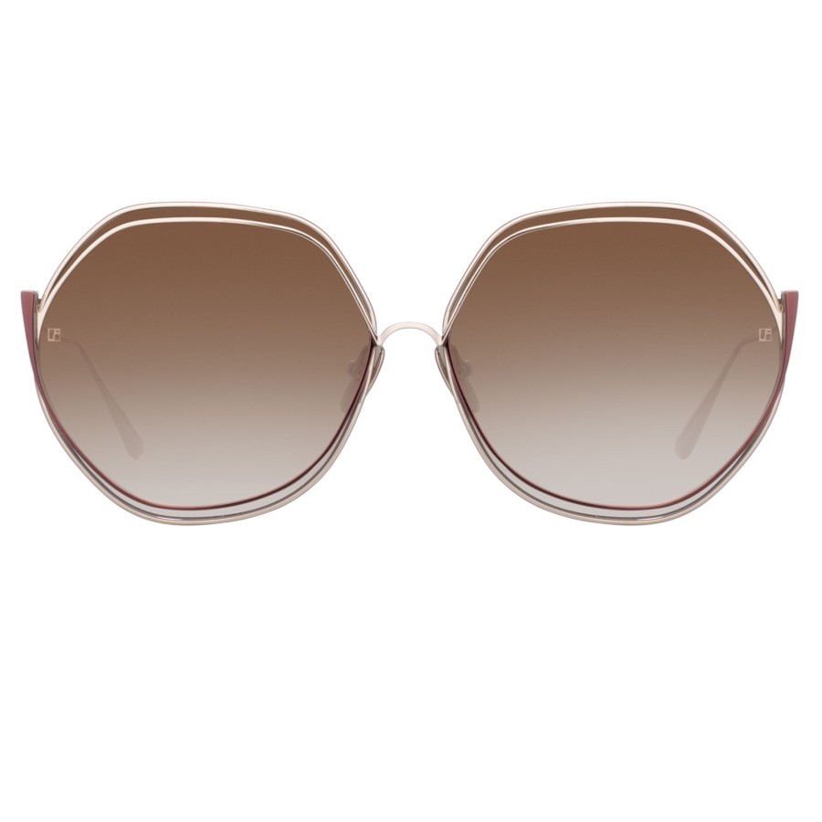 Sunglasses Linda Farrow | Aspen Hexagon Sunglasses In Metallic Brown