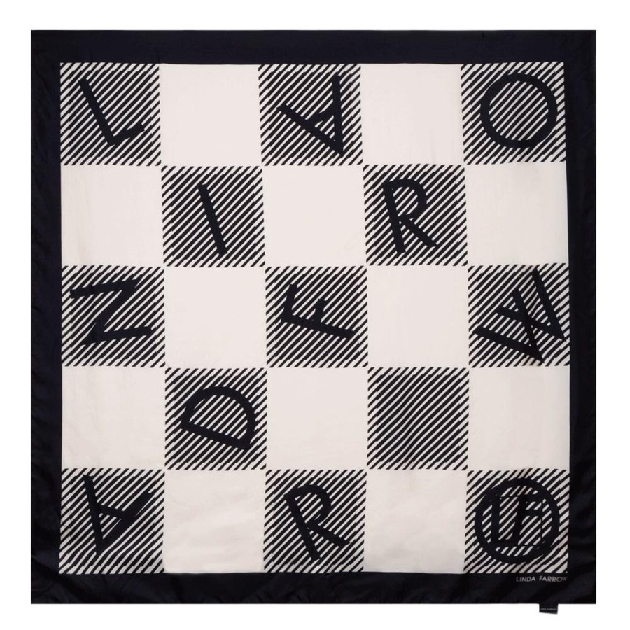 Accessories Linda Farrow | Black And White Logo Check Scarf 135Cm