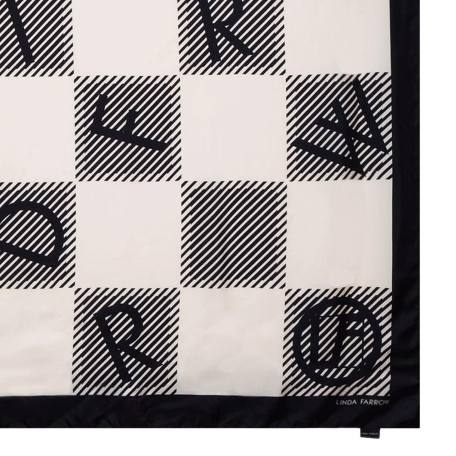 Accessories Linda Farrow | Black And White Logo Check Scarf 135Cm