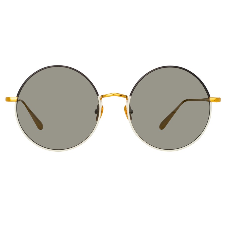 Sunglasses Linda Farrow | Bea Round Sunglasses In Yellow Gold And Black