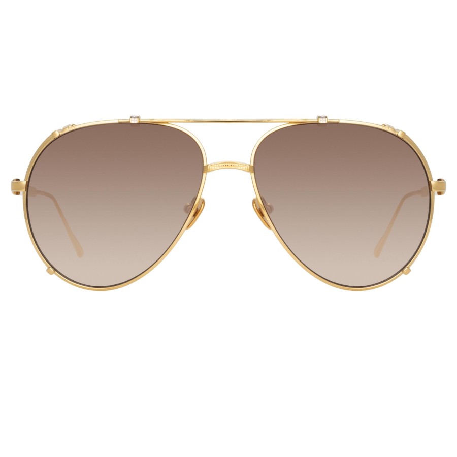 Sunglasses Linda Farrow | Newman Aviator Sunglasses In Yellow Gold