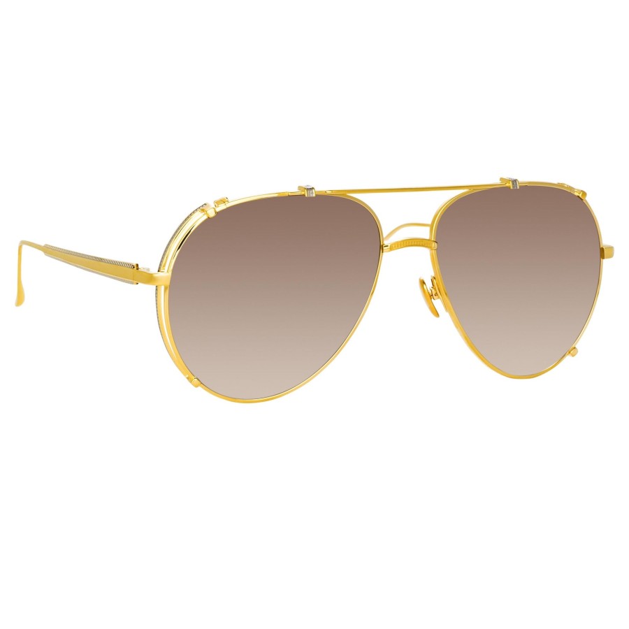 Sunglasses Linda Farrow | Newman Aviator Sunglasses In Yellow Gold